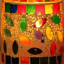 Somil Vibrant Multicolor Glass Candle Holder Add A Touch Of Magic To Diwali, Parties & Candlelight Dinners, Size-7 X 7 X 7 Cm Pack OF 1-picture-1