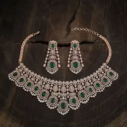 Kushal's Fashion Jewellery Rose Gold-Plated Cubic Zirconia Studded Jewellery Set-picture-56