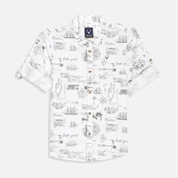 Allen Solly Junior Boys Slim Fit Opaque Printed Casual Shirt-picture-31