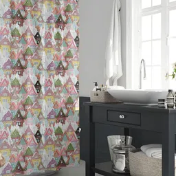 ArtzFolio Pink & White Printed Waterproof Shower Curtain-image-97