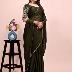 K 5 Fashion Embroidered Pure Chiffon Saree-image-100