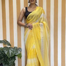 HERE&NOW Leheriya Pure Chiffon Ready to Wear Jamdani Saree-58