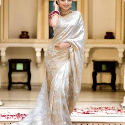 HERE&NOW Woven Design Pure Silk Banarasi Saree-image-20