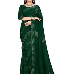 shree krishna fashion Embellished Poly Chiffon Half and Half Leheriya Saree-7