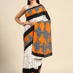 JAIPURI PRINT Batik Pure Cotton Block Print Saree-61