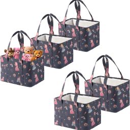 Cotton Pack of 5 Storage Basket with Handle | GM-20-PUR | Little Princess - Purple Storage Basket-picture-29