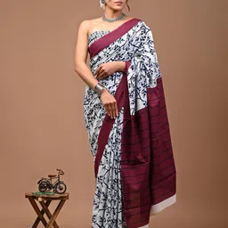 JAIPURI BLOCK PRINT Pure Cotton Bagru Saree-56