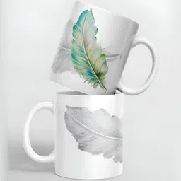 macmerise White & Grey Printed Ceramic Glossy Cups Set of Cups and Mugs-picture-11