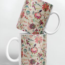 macmerise White & Pink Printed Ceramic Glossy Cups Set of Cups and Mugs-10