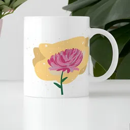 nestroots Rose & White Floral Printed Dishwasher Safe Stoneware Glossy Mug 350 ml image 1