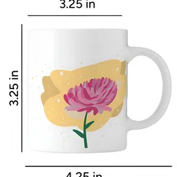 nestroots Rose & White Floral Printed Dishwasher Safe Stoneware Glossy Mug 350 ml image 4