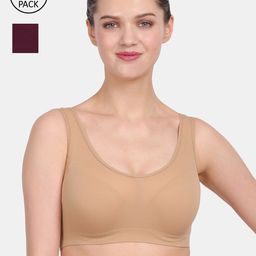 Amour Secret Maroon & Nude-Coloured Pack Of 2 Solid Non-Wired Non Padded Everyday Bra-image-7