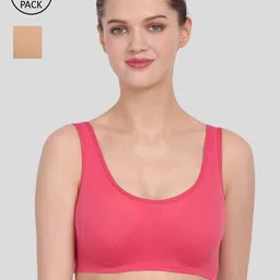 Amour Secret Nude-Coloured & Coral Bra-image-95
