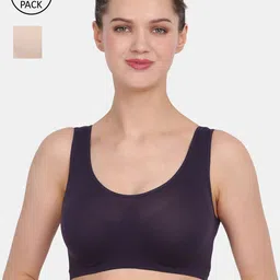 Amour Secret Non Padded Nude-Coloured & Navy Blue Bra-image-1