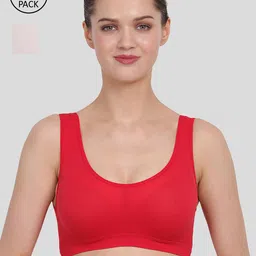 Amour Secret Pack Of 2 Red & White Non Padded & Non Wired Seamless Bra-picture-11