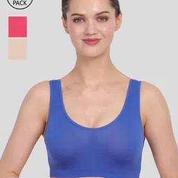 Amour Secret Blue & Coral Pack Of 3  Non Padded Everyday Bra-image-96