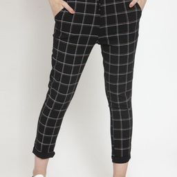 Global Republic Women Checked Relaxed Wrinkle Free Trousers-image-44