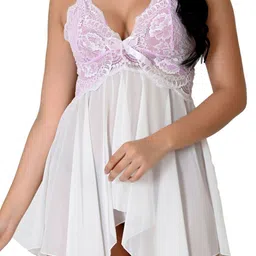Fihana Self Design Net Baby Doll with Briefs image 5