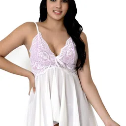 Fihana Self Design Net Baby Doll with Briefs image 4