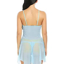 Fihana Self Design Net Baby Doll with Briefs image 3