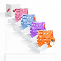 VParents Kids Pack Of 4 Jumbo Printed Cotton Reusable Cloth Diapers With Insert-picture-49