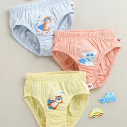 BUMZEE Infant Boys Pack of 3 Printed Cotton Mid-Rise Basic Briefs Peb10708-picture-35