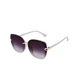 HASHTAG EYEWEAR Women Black Lens & White Butterfly Sunglasses with-17