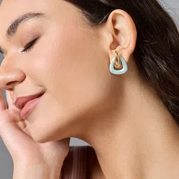 Kushal's Fashion Jewellery Gold-Plated Triangular Drop Earrings-picture-42