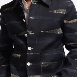 Balance by Rohit Bal Abstract Printed Spread Collar Linen Tailored Jacket image 3