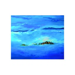 Inephos Blue & White Distant Home Canvas Wall Paintings-picture-56