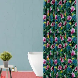 ArtzFolio Green & Pink Floral Printed Waterproof Shower Curtain-image-60