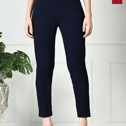 Brainbees Women Pack Of 2 Smart Skinny Fit High-Rise Trousers-picture-2