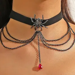 SALTY Wicked Web Choker Layered Necklace-19