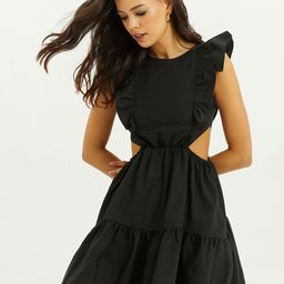 Cool & Sexy Women Cut-Out Detailed Flutter Sleeve Fit & Flare Dress-image-74