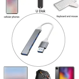 ULTRABYTES USB Hub 3 for PC 4Port High Speed USB HUB 3.0 External 4 Port USB Splitter USB Hub image 3