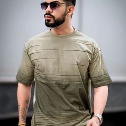 Maniac Men Striped Round Neck Cotton Oversized T-shirt-image-65
