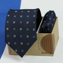 Tossido Men Geometric Necktie & Pocket Square Accessory Gift Set-22
