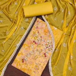 KALINI Embellished Pure Cotton Unstitched Dress Material-image-73