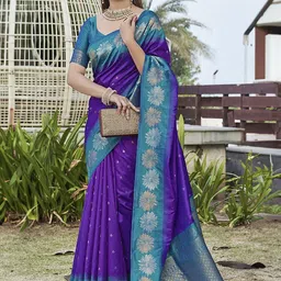 Aldwych Ethnic Motifs Woven Design Zari Banarasi Saree-image-1