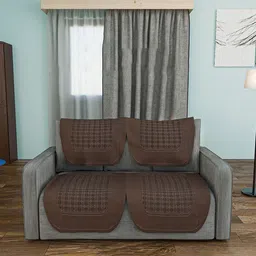Kuber Industries Brown & Black Cotton 4 Piece Sofa Cover-54