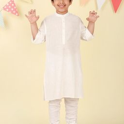 Fabindia Boys Ethnic Motifs Printed Mandarin Collar Cotton Straight Kurta-17