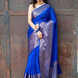 Payal Creation Woven Design Border Zari Banarasi Saree With Unstitched Blouse Piece-30