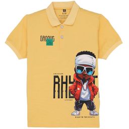 Status Quo Boys Printed Polo Collar Applique T-shirt-image-62