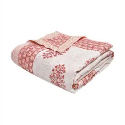 BLOCKS OF INDIA Maroon & White Ethnic Motifs Mild Winter 350 GSM Double Bed Quilt-image-14