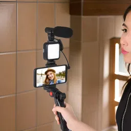 FRONY C81_Video kit Complete Vlogging Kit with Bluetooth Remote & LED Light Tripod Kit-image-2