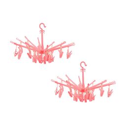 Aura 2Pcs Pink Folding Cloth Drying Hanger With 24 clips-48