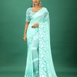 NIRMAL CREATION Floral Printed Satin Saree-image-99
