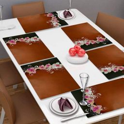 Aura 6Pcs Brown & White Printed Table Placemats-26