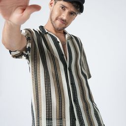 VASTRADO Oversized Classic Boho Weave Striped Crochet Cotton Casual Shirt-image-68