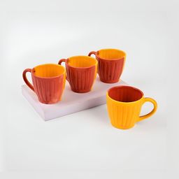 Storepedia Red & Yellow Handcrafted Textured Ceramic Matte Cups Set of Cups and Mugs image 3